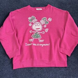 Vintage 90s I cant Take It Anymore Sweatshirt Womens Large Pink Cartoon Pullover